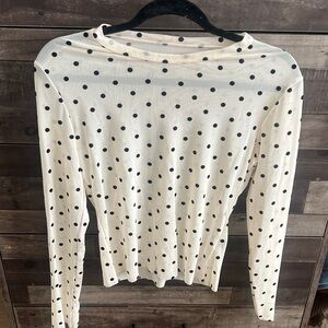 Elegant Black Polka Dot Long Sleeve Top